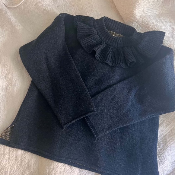 CAWLEY STUDIO Lambswool Ruffle Jumper in Navy, Small, New Condition - Picture 12 of 12